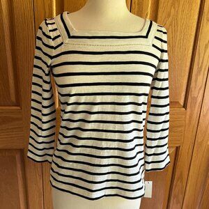 TALBOTS - Square Neck Top - Tamarind Stripe -- NEW with Tag